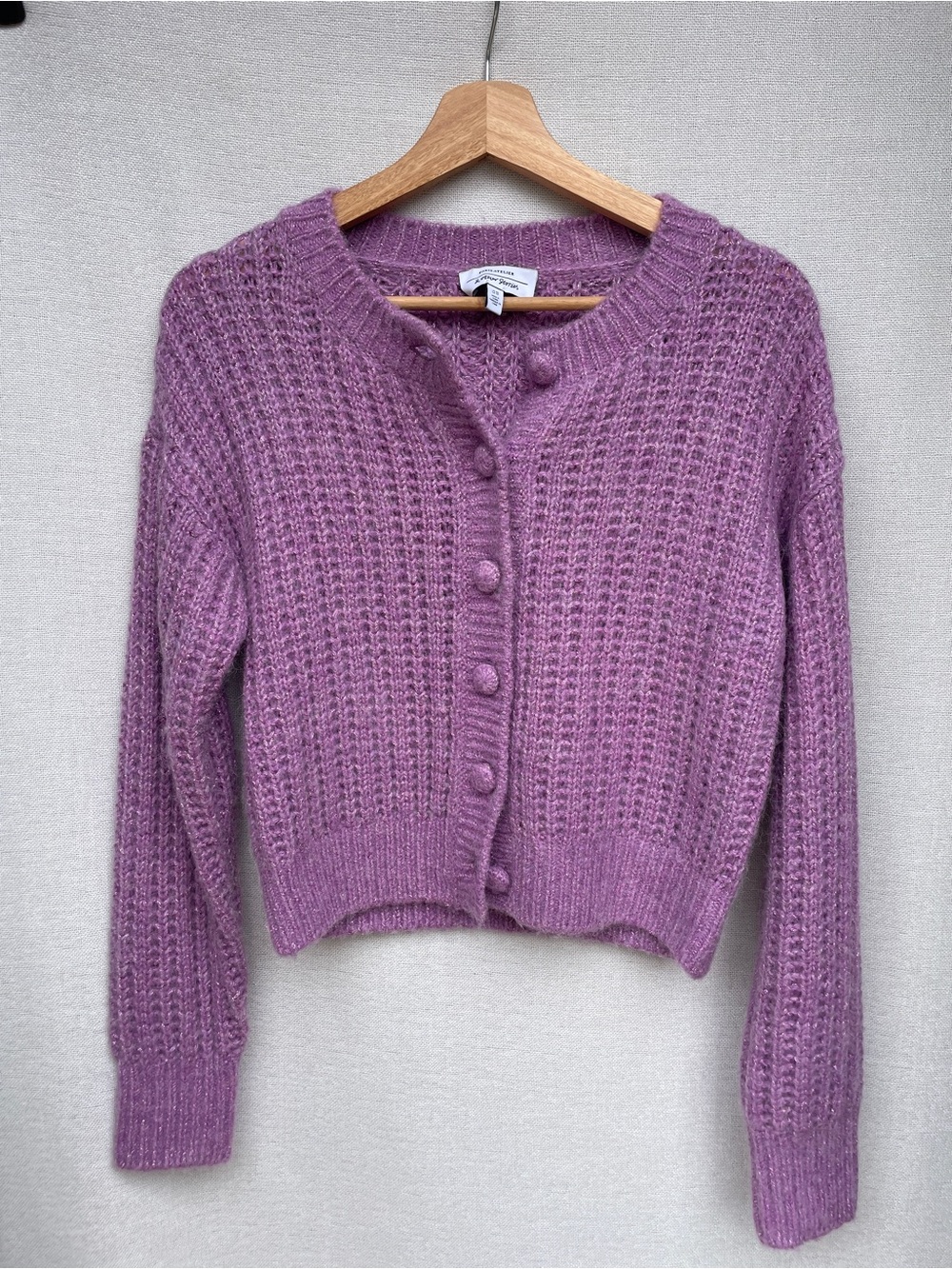 & Other Stories Lavender Button-Front Textured Knit Cardigan